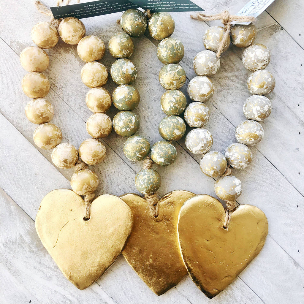 Blessing Beads With Large Heart: Navy