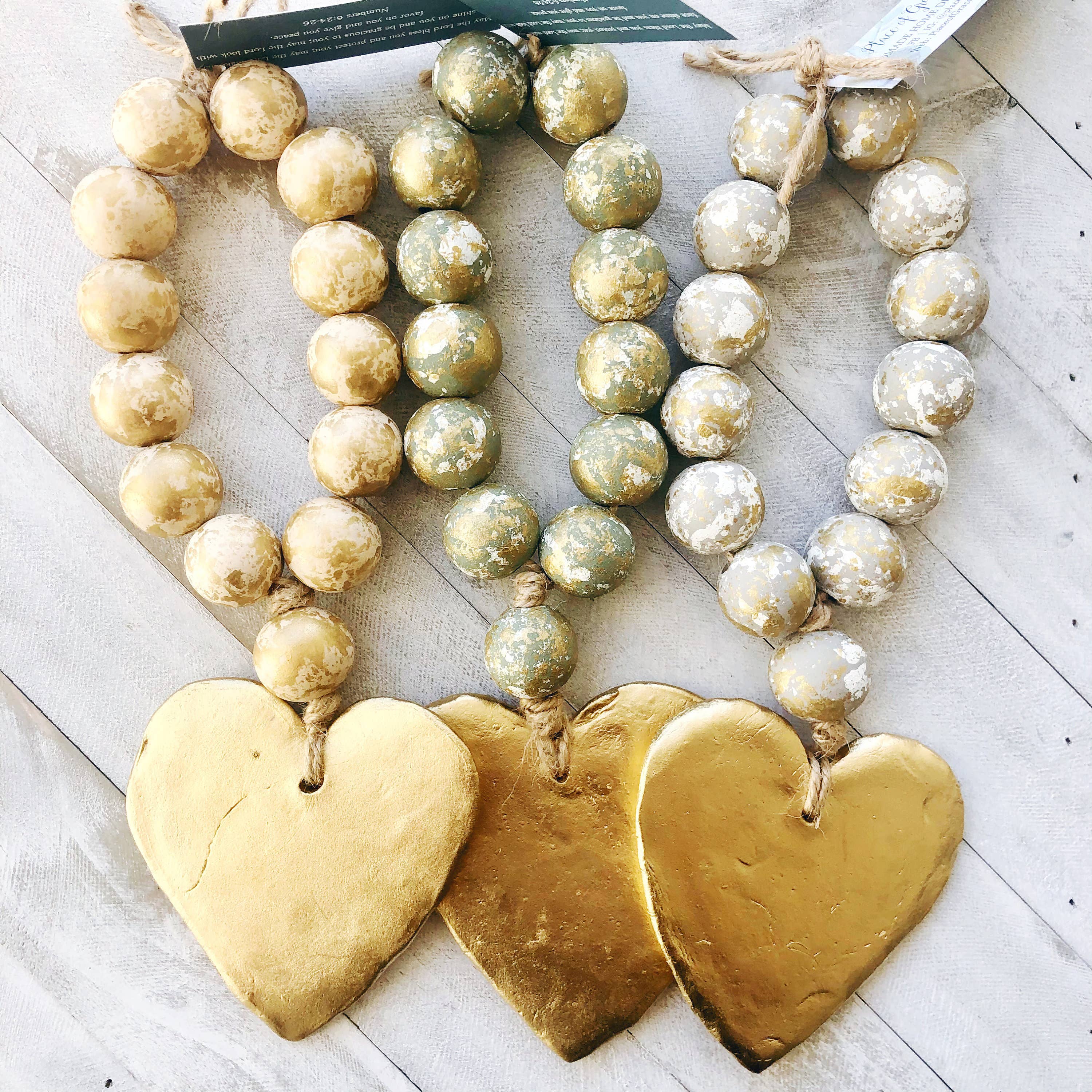 Blessing Beads With Large Heart: Navy