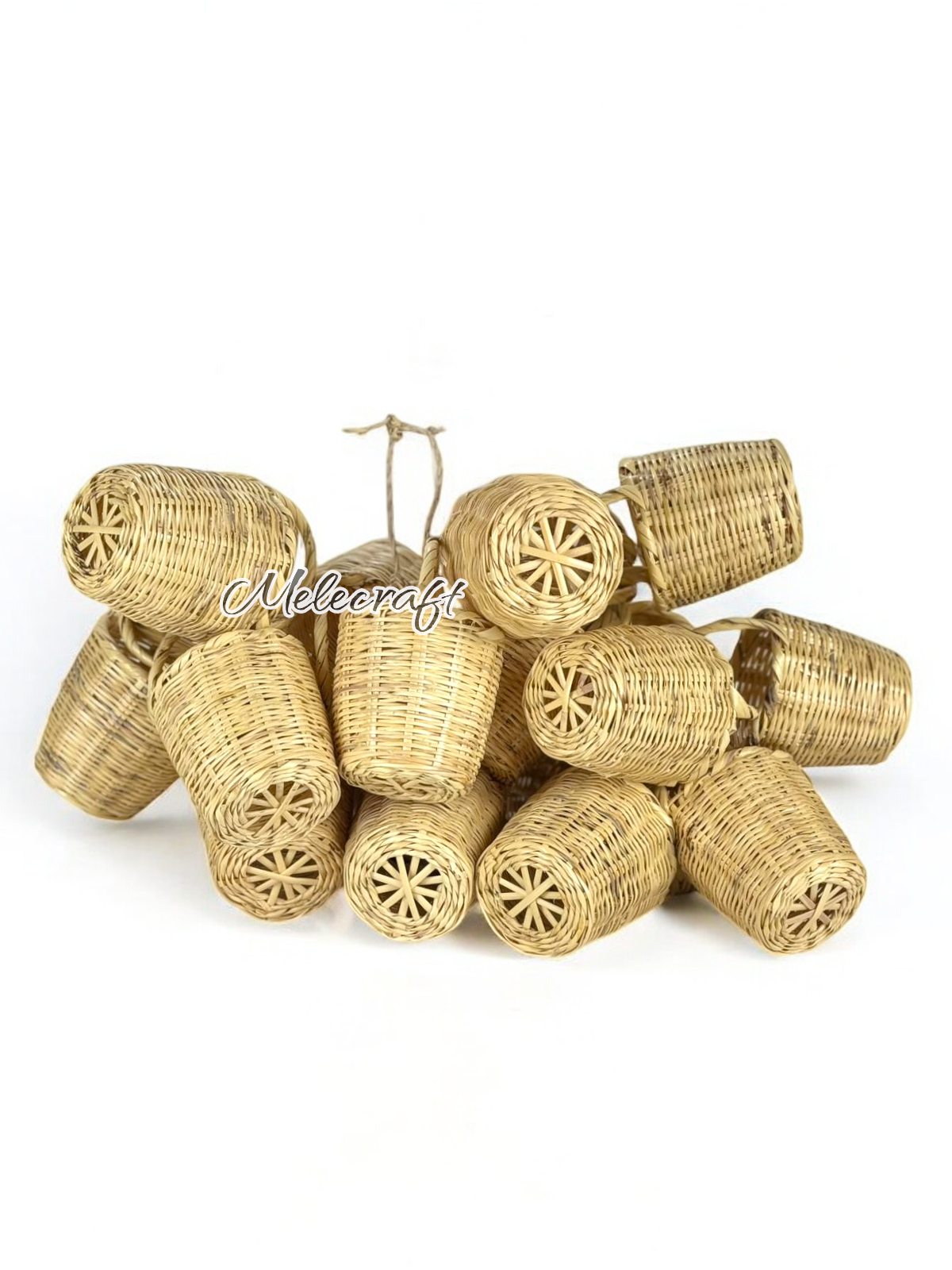 Handwoven Mini Basket Ornaments – Natural Rattan Decor