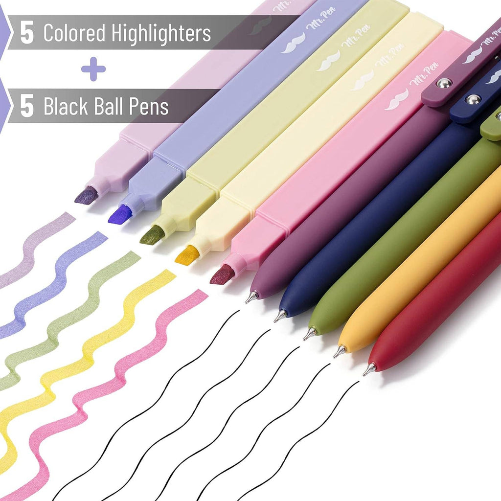 Aesthetic Highlighters & Gel Pens No Bleed