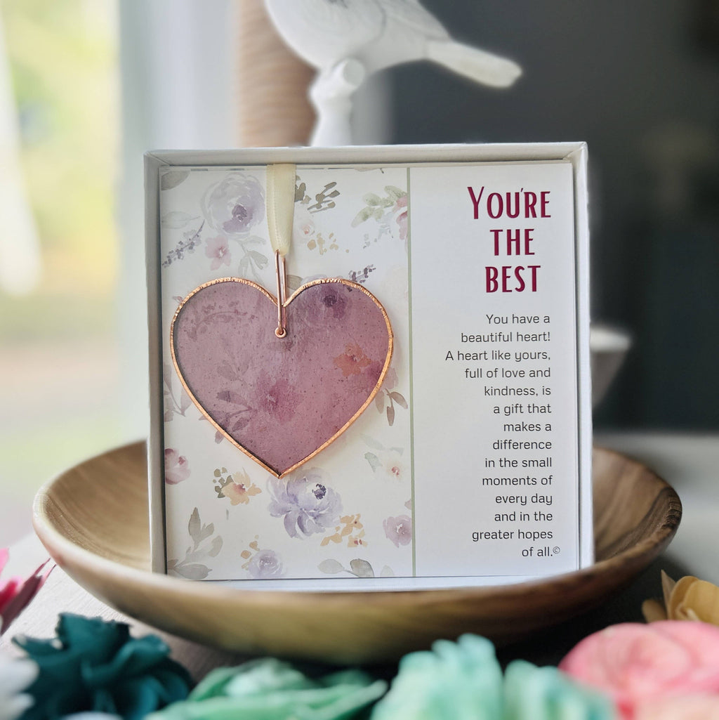 You're the Best: Handmade Stained Glass Heart 7824