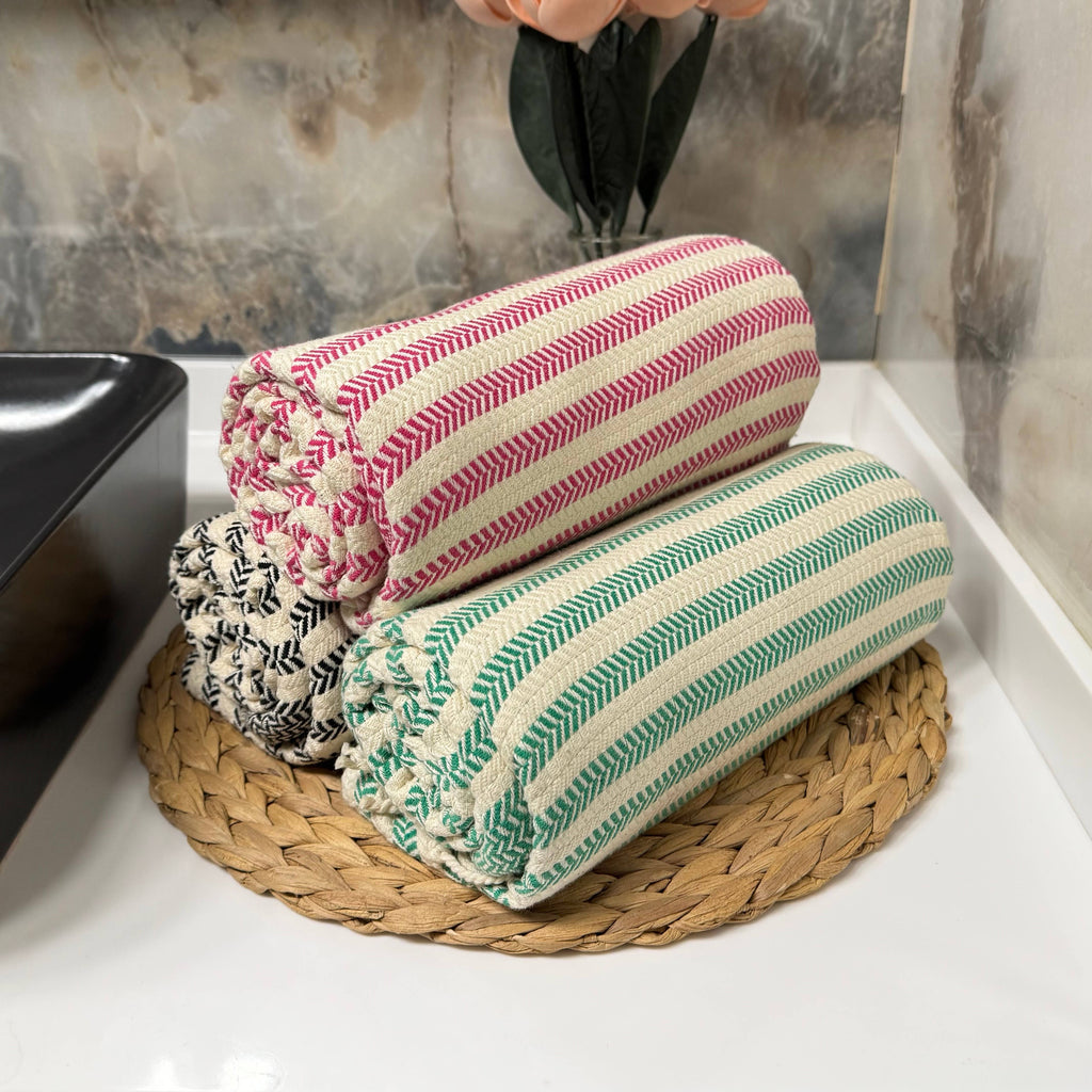 Handwoven Turkish Cotton Towel – Embroidery Beach/Hand Towel