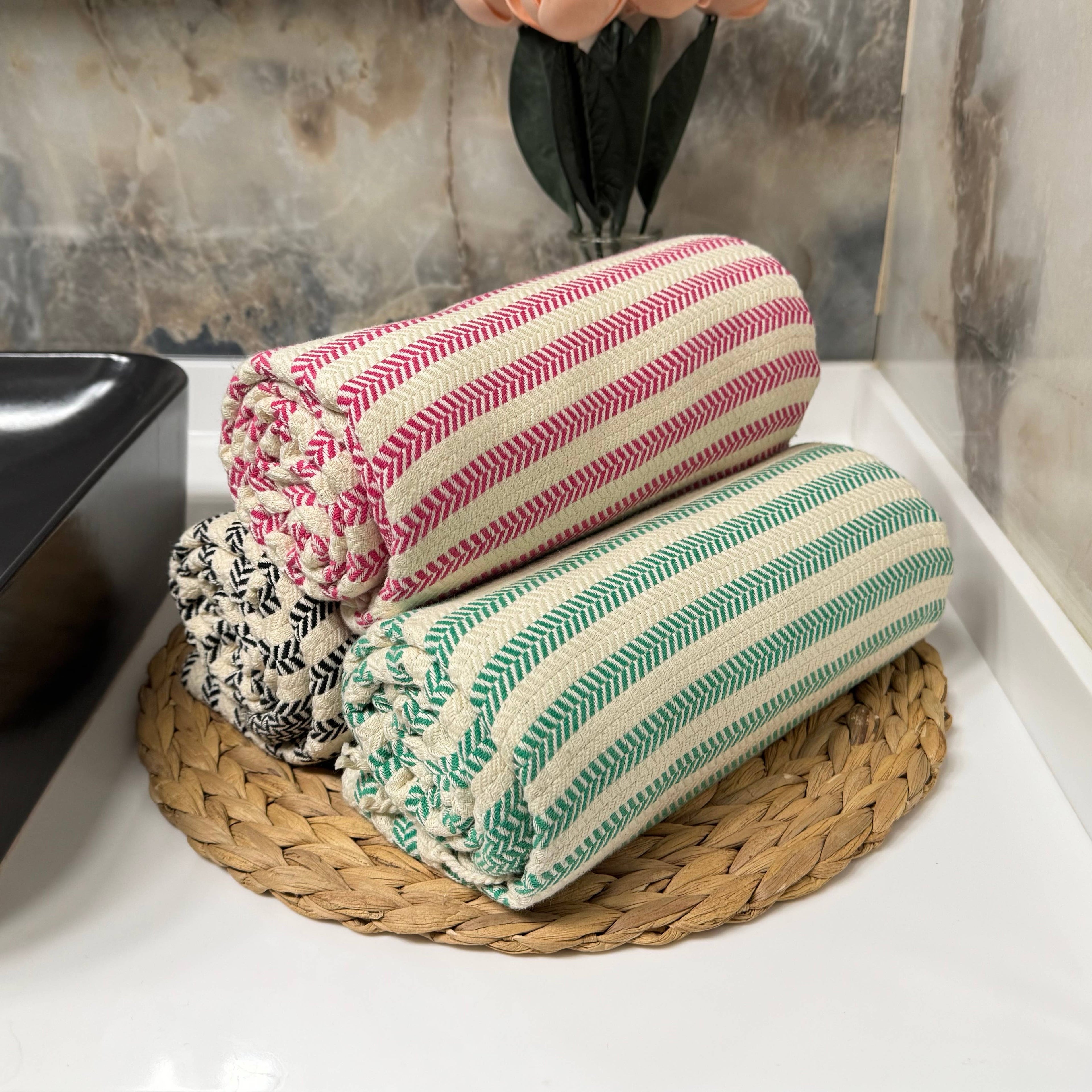 Handwoven Turkish Cotton Towel – Embroidery Beach/Hand Towel