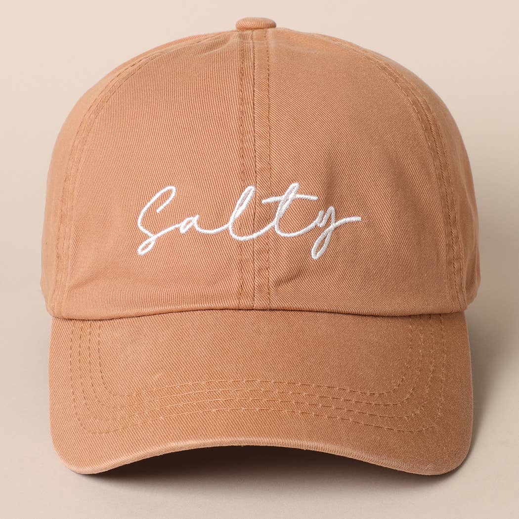 Salty Lettering Embroidery Baseball Cap: VINTAGE BLUE / One Size