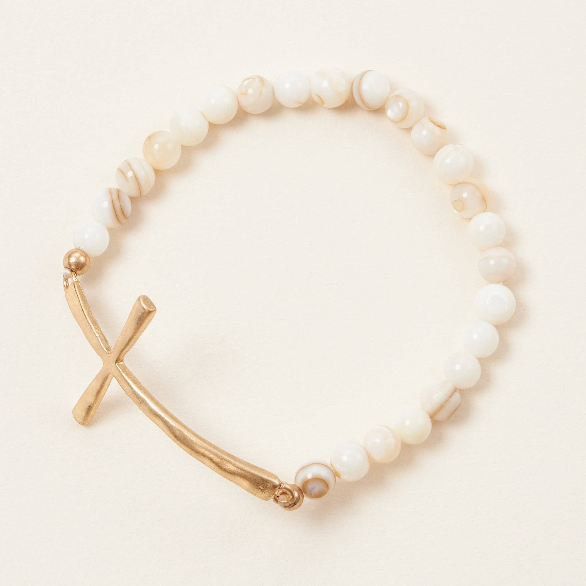 Metal Cross Pendant Natural Stone Bracelet: OL-WG / One / WB1001