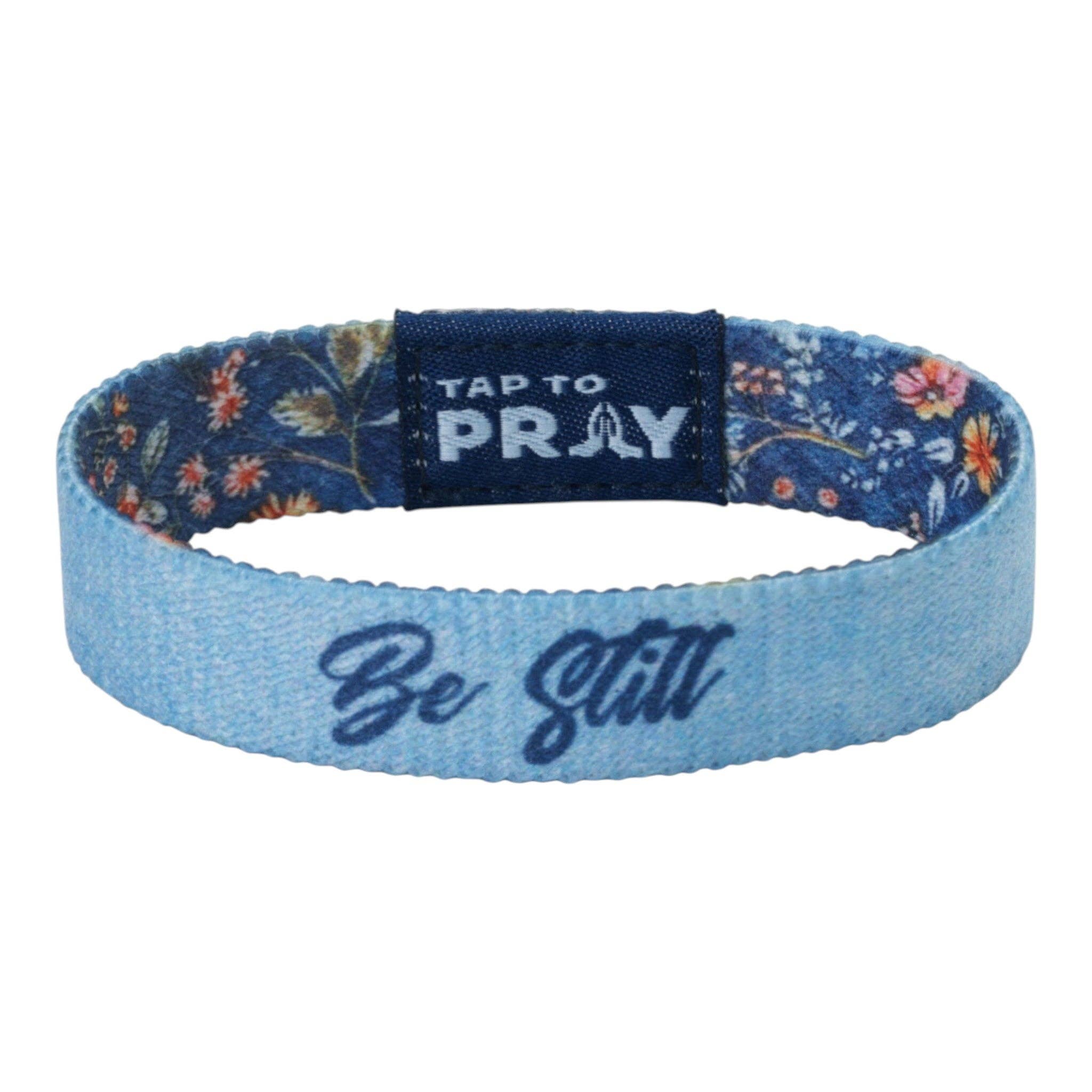 Tap To Pray® Wristband – Wildflower - Be Still: Medium