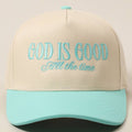 God Is Good All The Time Embroidery Trucker Hat: MINT / ONE SIZE