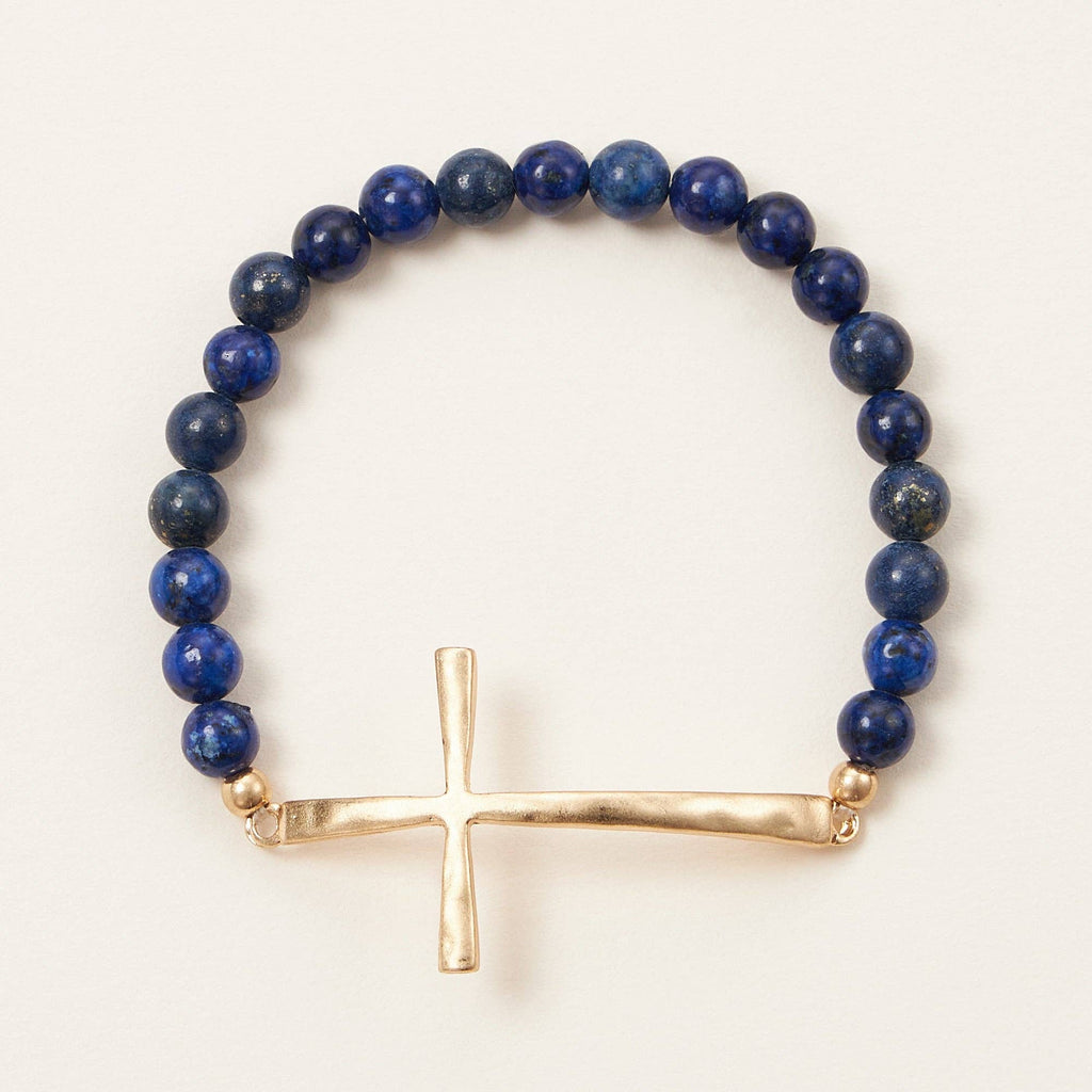 Metal Cross Pendant Natural Stone Bracelet: OL-WG / One / WB1001