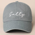 Salty Lettering Embroidery Baseball Cap: VINTAGE BLUE / One Size