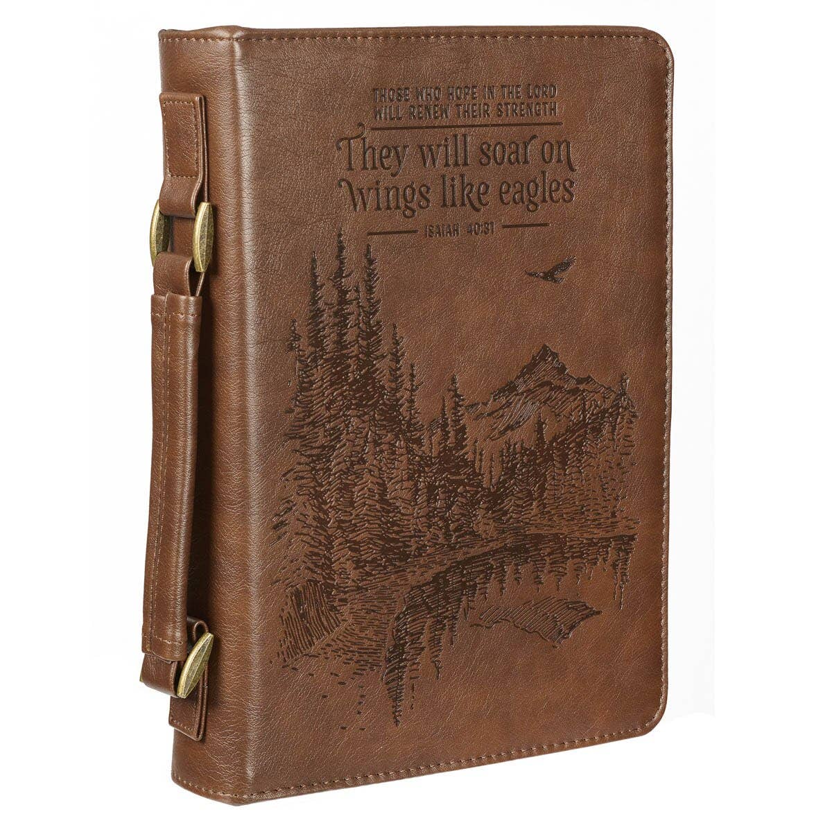 Bible Cover Classic Brown Wings Like Eagles Isa. 40:31: Extra Large