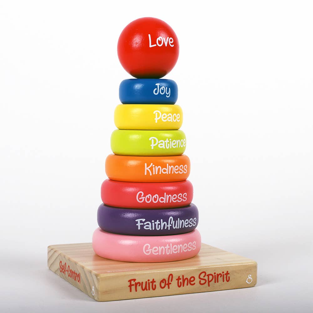 Puzzle Wood Stackable Rings Fruit Of The Spirit: Multicolored / Wood