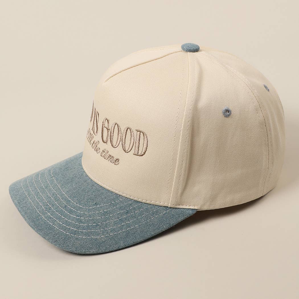 God Is Good All The Time Embroidery Trucker Hat: SAGE / ONE SIZE