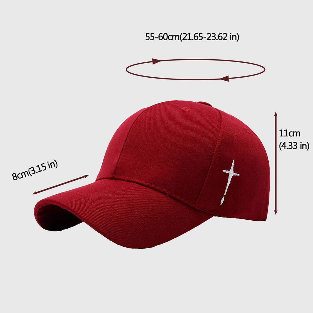 Unisex Baseball Cap with Cross Embroidery: Black / One Size Fits Most