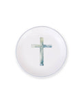Watercolor Cross Trinket Dish   White/Ice   4"