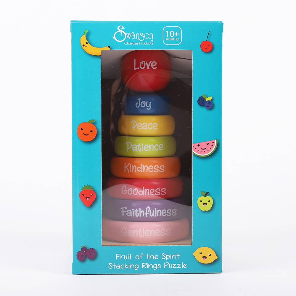 Puzzle Wood Stackable Rings Fruit Of The Spirit: Multicolored / Wood