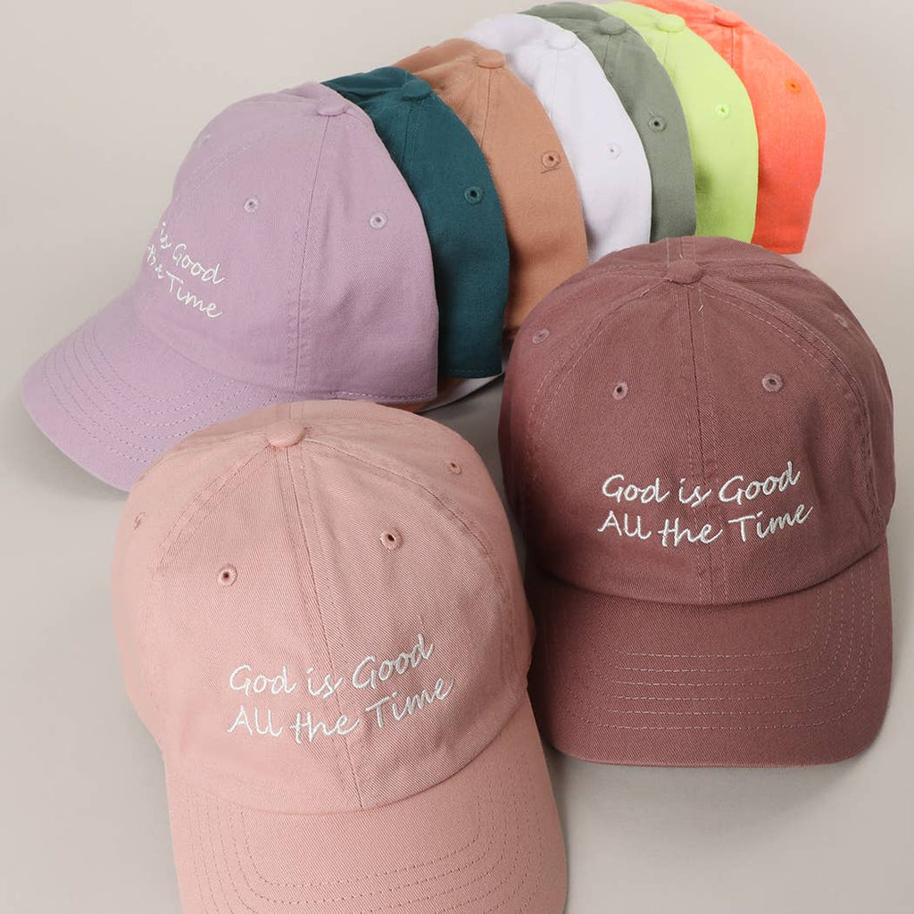 God is Good All The Time Embroidery Baseball Cap: GREENTEA / One Size
