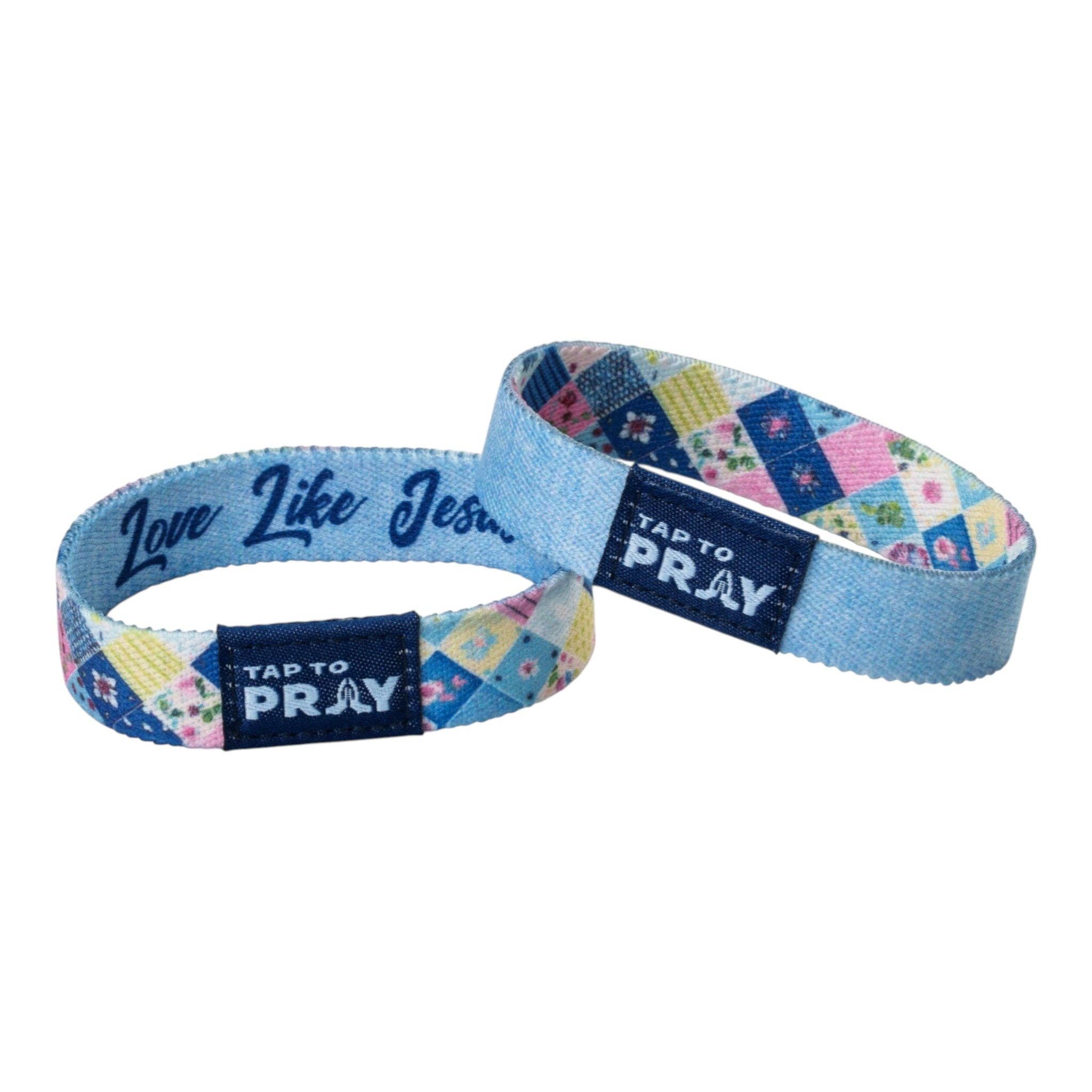 Tap To Pray® Wristband – Patchwork - Love Like Jesus: Large