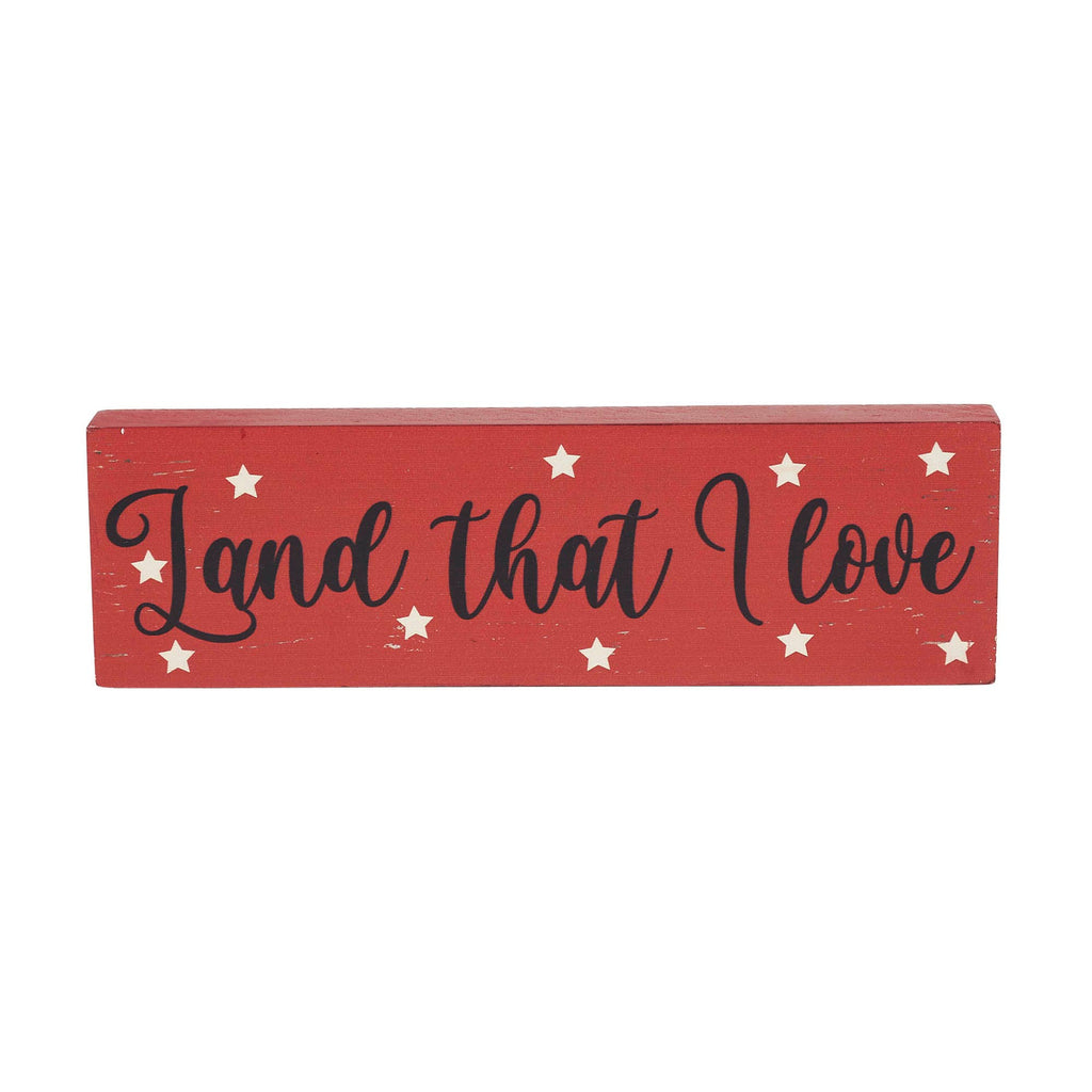 Americana Land That I Love Block Sign 10" Shelf Decor