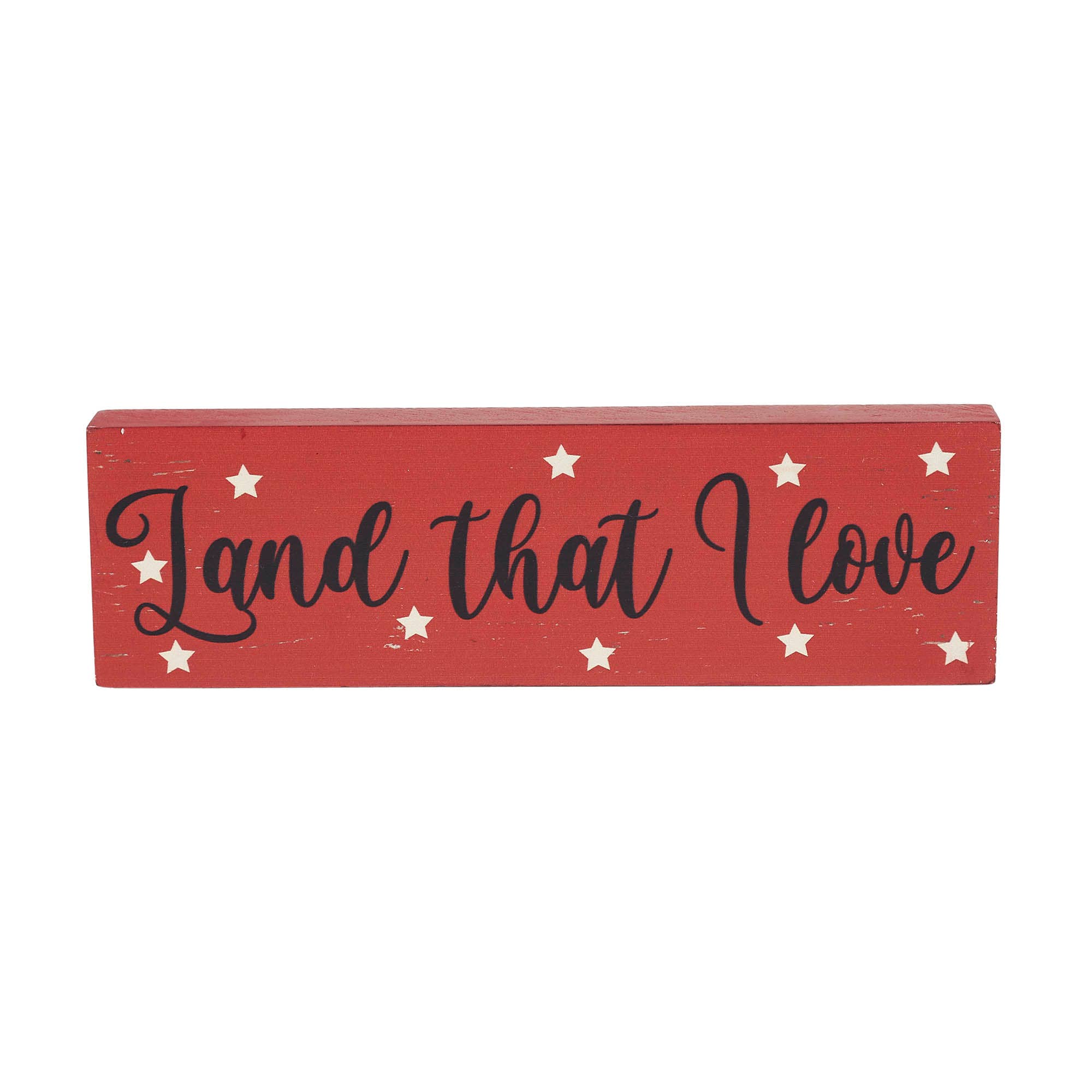 Americana Land That I Love Block Sign 10" Shelf Decor