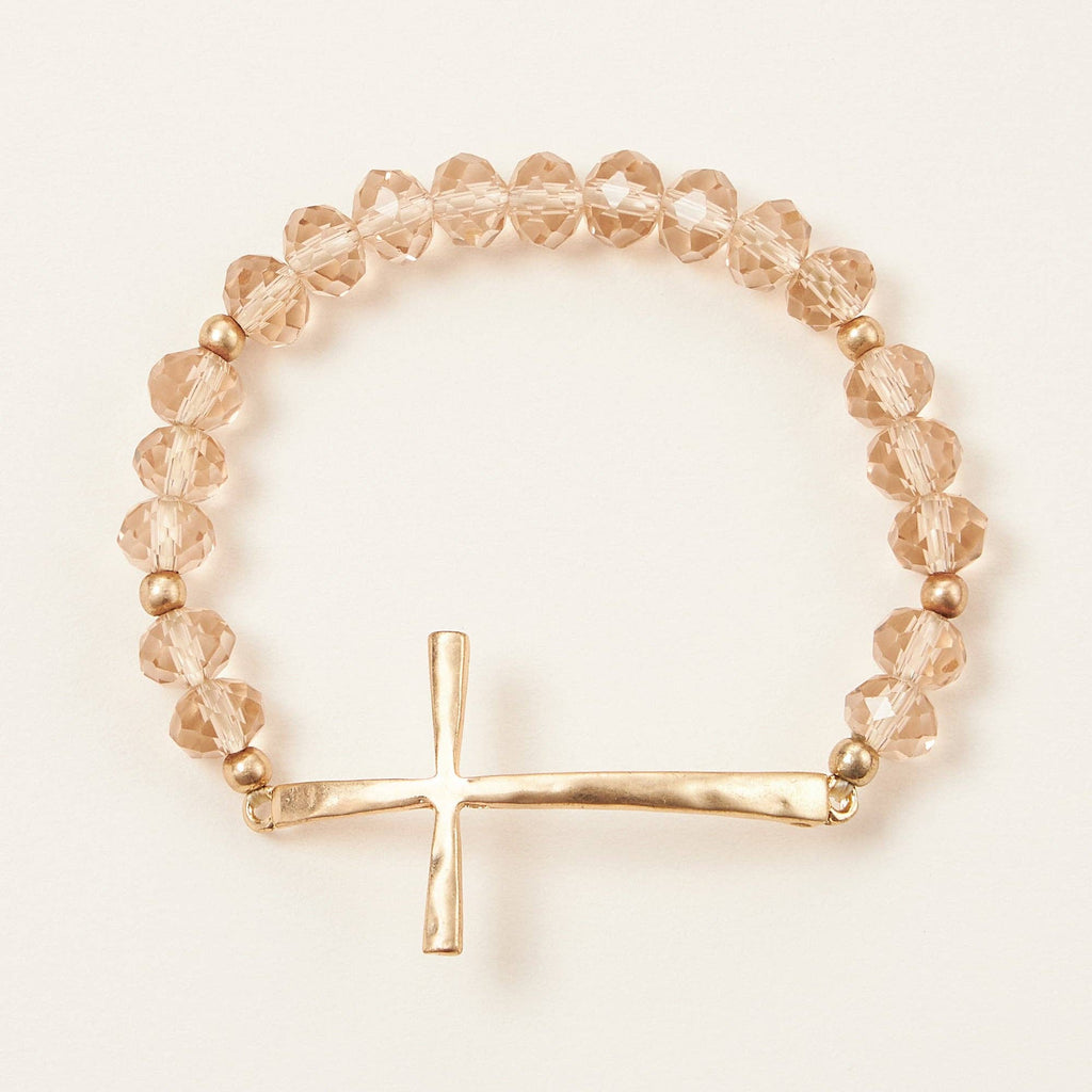 Glass Beaded Bracelet with Cross Charm: IVAB / ONE