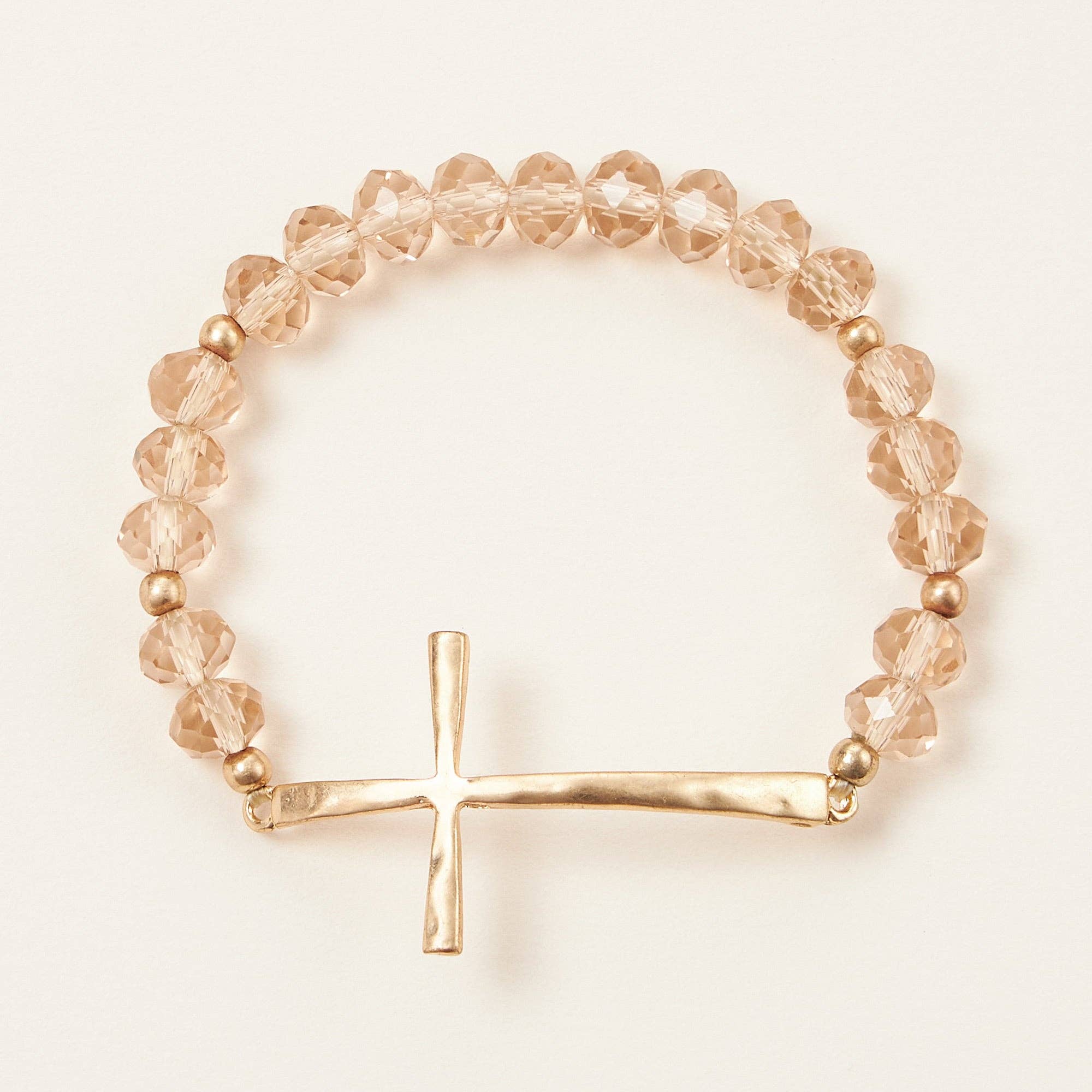 Glass Beaded Bracelet with Cross Charm: IVAB / ONE