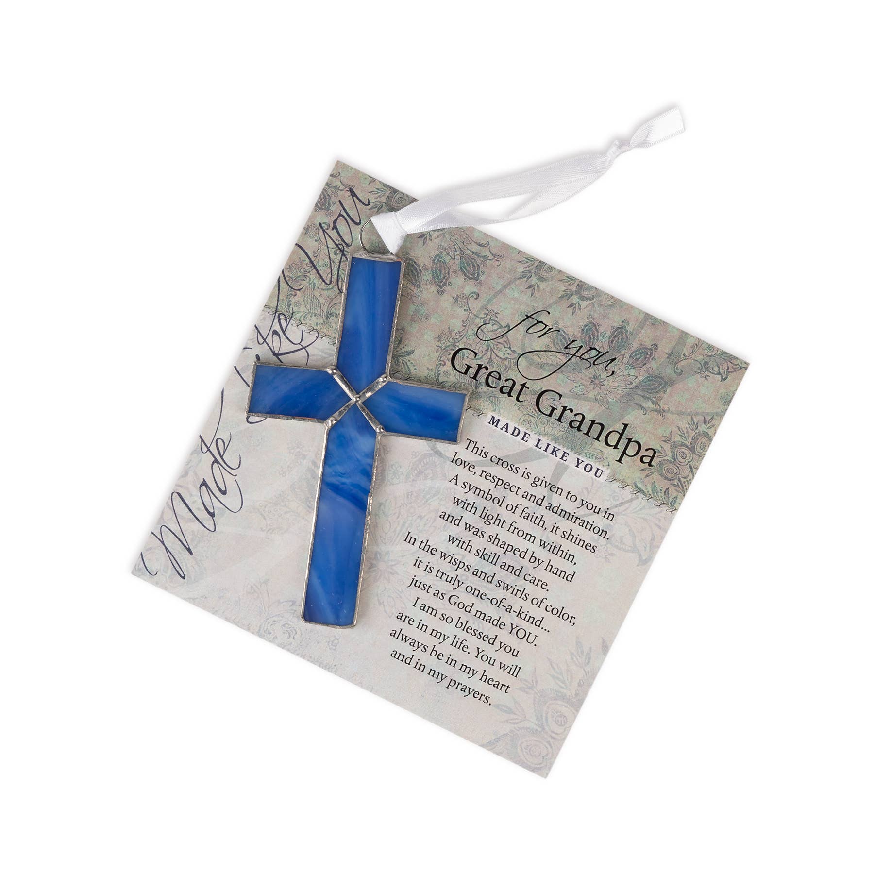 Great Grandpa Gift: Blue Stained Glass Cross 4458SG