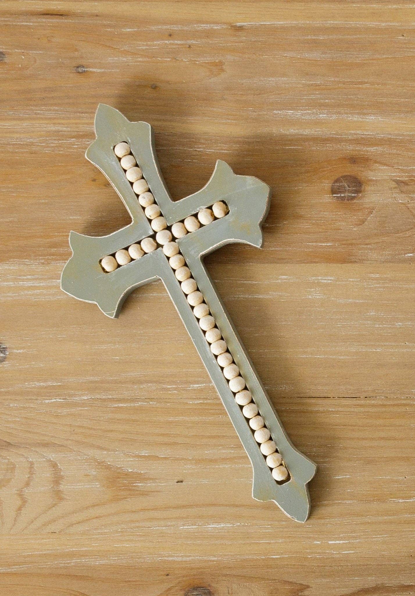 Beaded Cross, Distressed Grey (Pk/03)