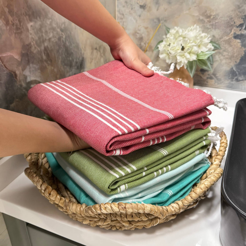 Handwoven Turkish Cotton Towel – Personalized Beach Towel: Army Green / Beach Towel