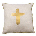 Metallic Cross Pillow   Oat/Gold   18x18