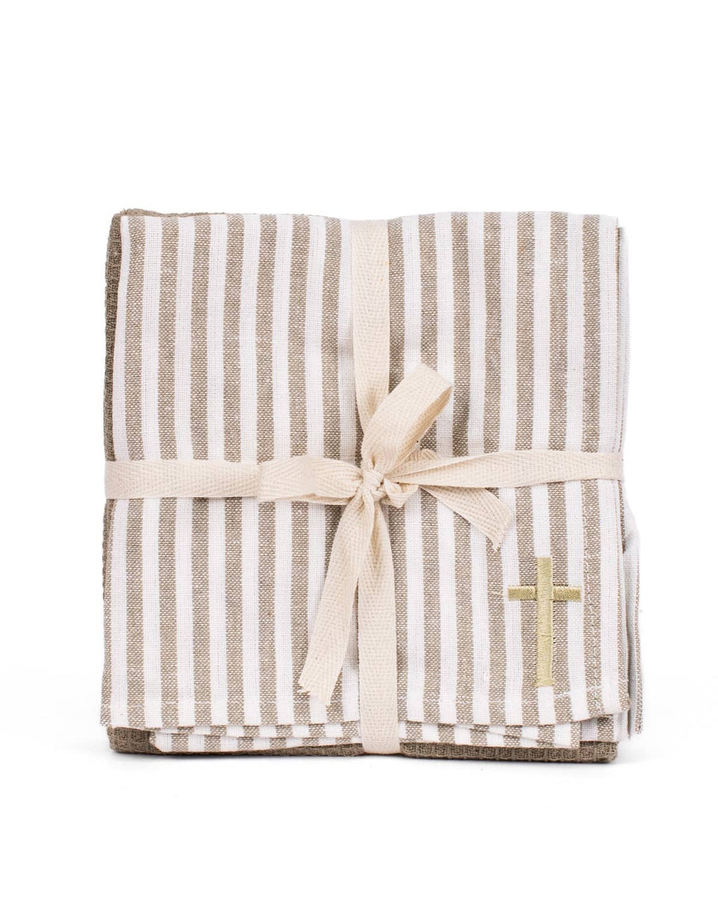 Cross Hand Towel Set   Taupe/Soft White   20x28   Set of 3