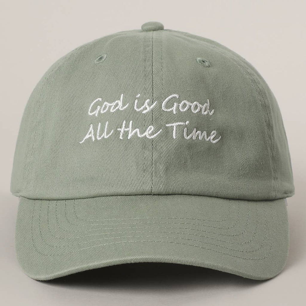 God is Good All The Time Embroidery Baseball Cap: TRITONGREEN / One Size