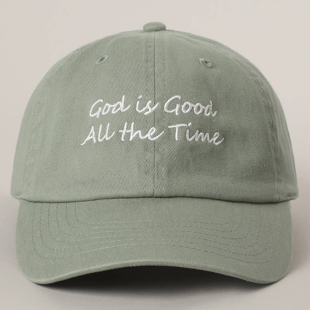God is Good All The Time Embroidery Baseball Cap: GREENTEA / One Size