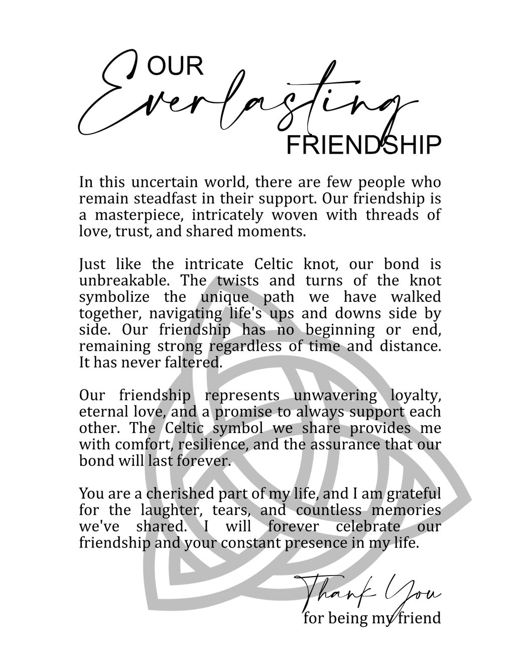 Story Ornament - Celtic Knot - Everlasting Friendship