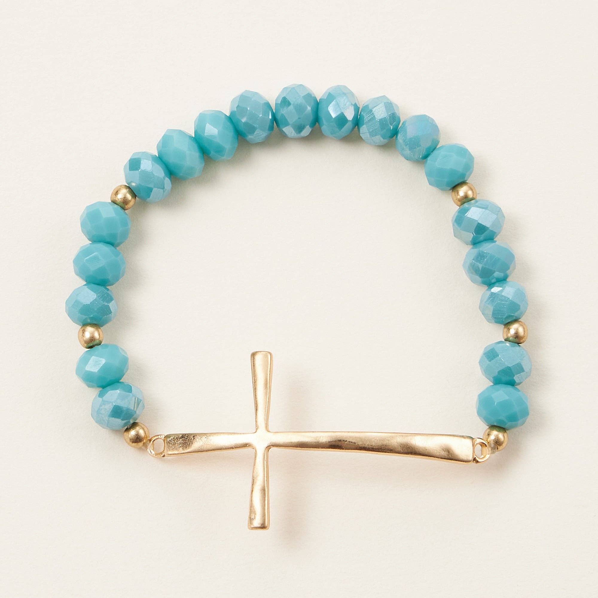 Glass Beaded Bracelet with Cross Charm: IVAB / ONE