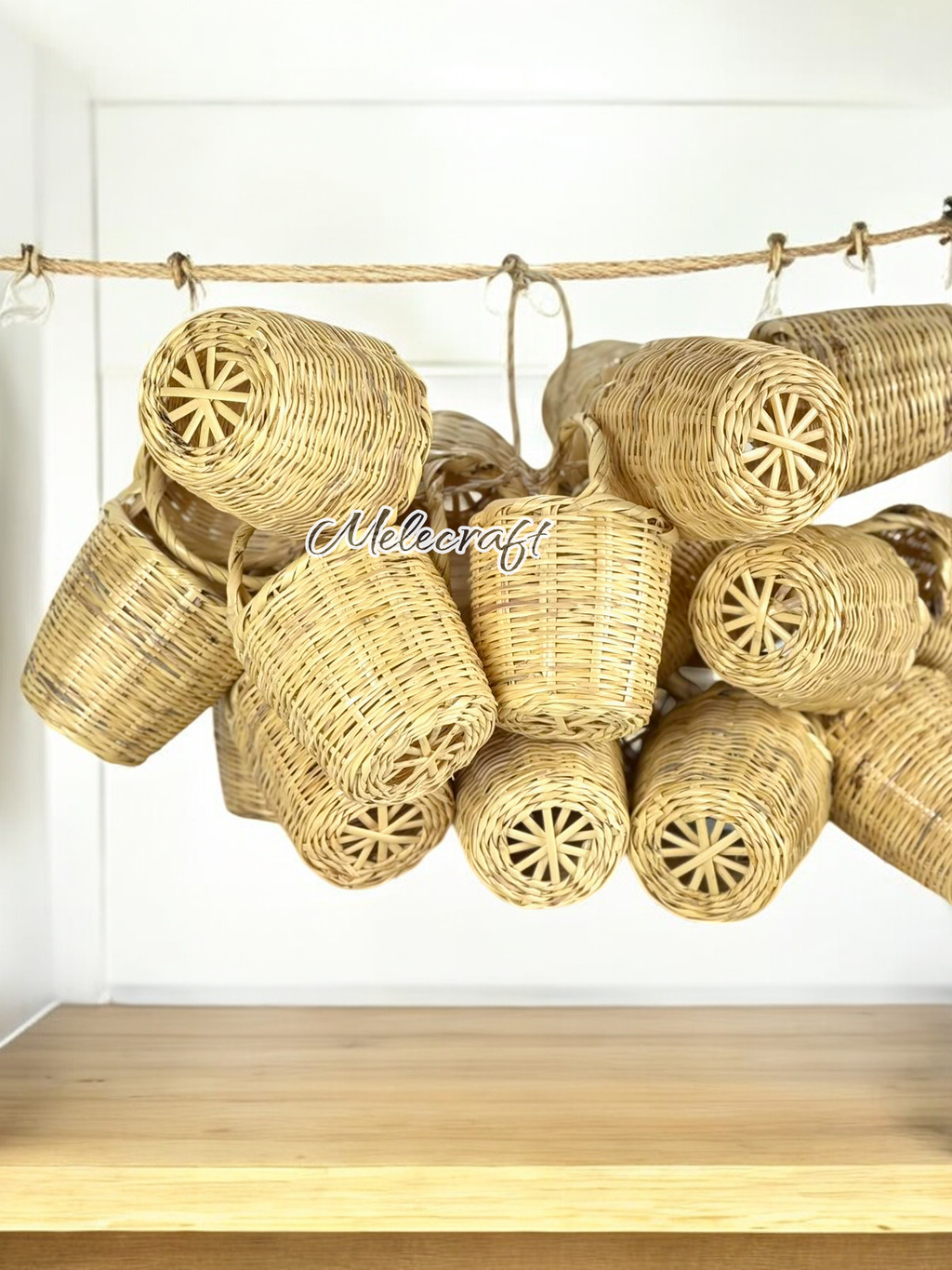 Handwoven Mini Basket Ornaments – Natural Rattan Decor