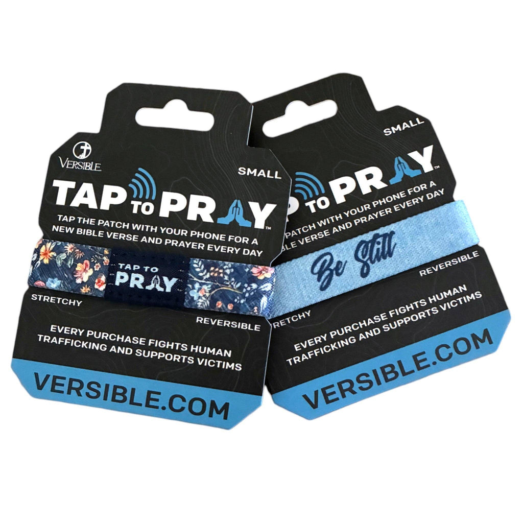 Tap To Pray® Wristband – Wildflower - Be Still: Large