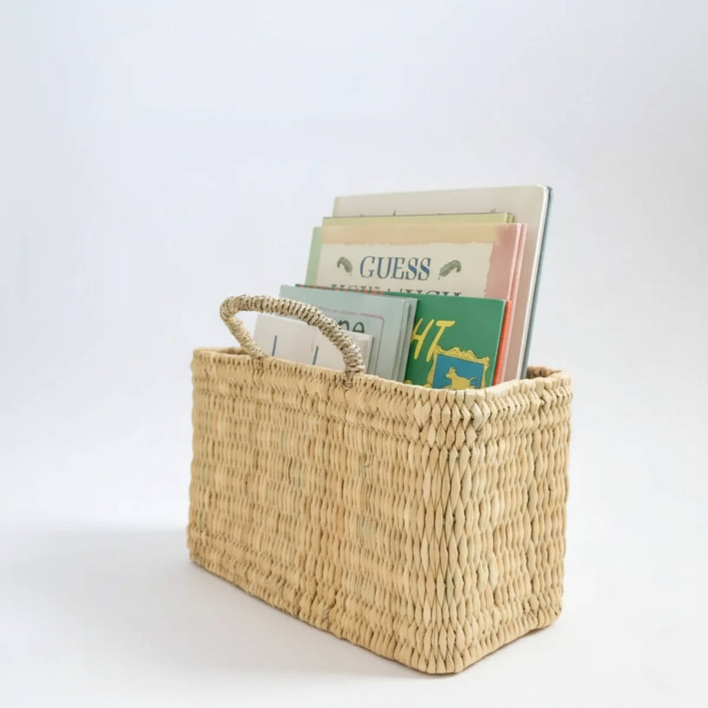 Handwoven Reed Basket Storage Bin Boho Nursery Decor: Set of 3