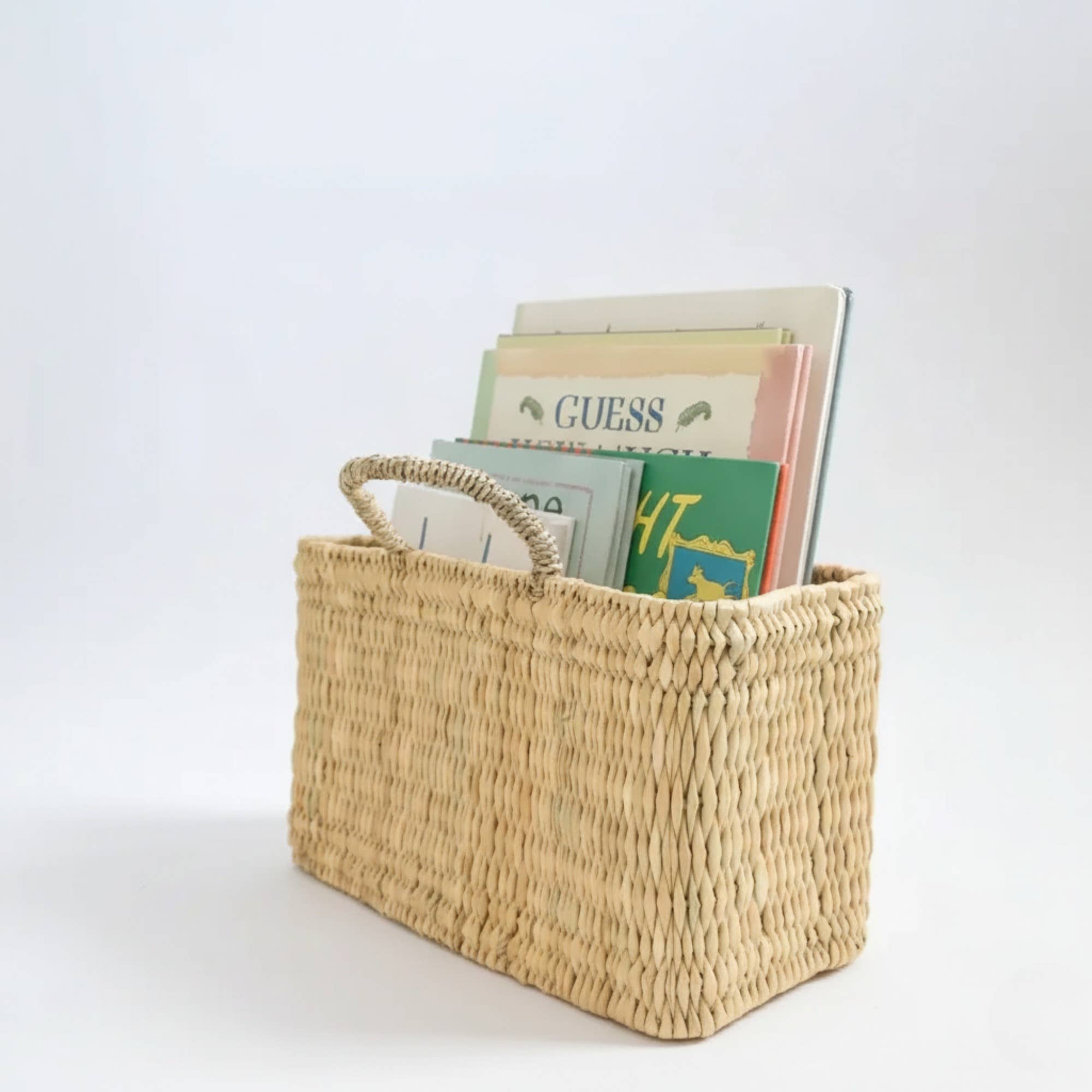 Handwoven Reed Basket Storage Bin Boho Nursery Decor: Set of 3