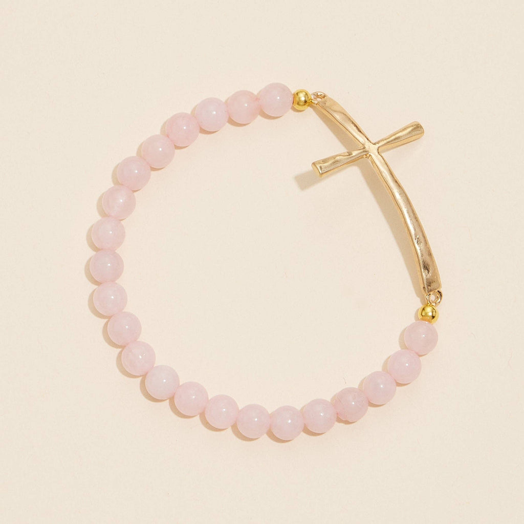 Metal Cross Pendant Natural Stone Bracelet: PIC / One / WB1001