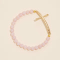 Metal Cross Pendant Natural Stone Bracelet: ROQ / One / WB1001