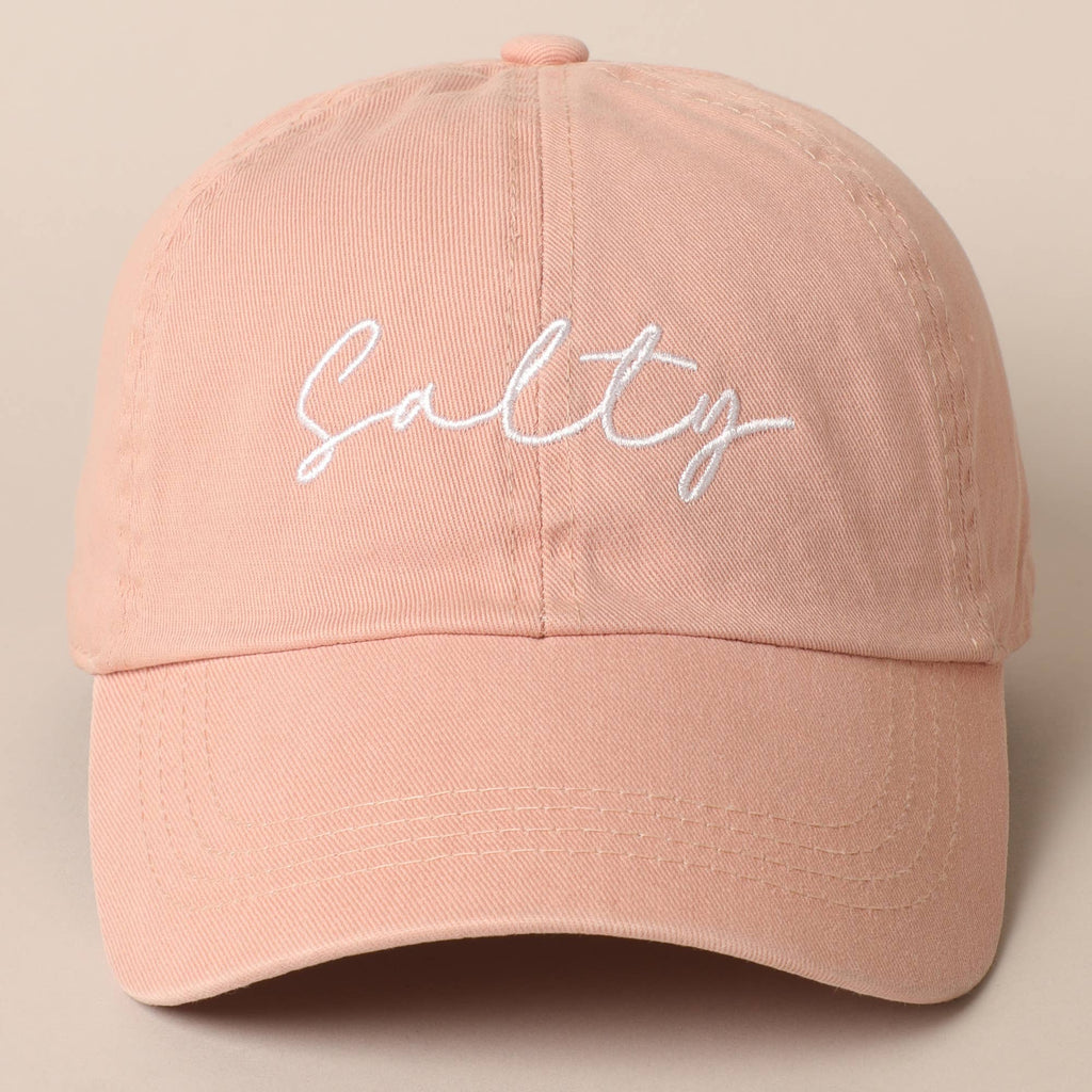 Salty Lettering Embroidery Baseball Cap: VINTAGE BLUE / One Size