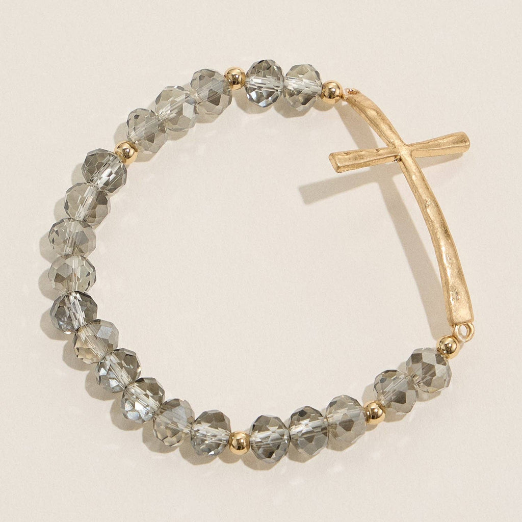 Glass Beaded Bracelet with Cross Charm: IVAB / ONE