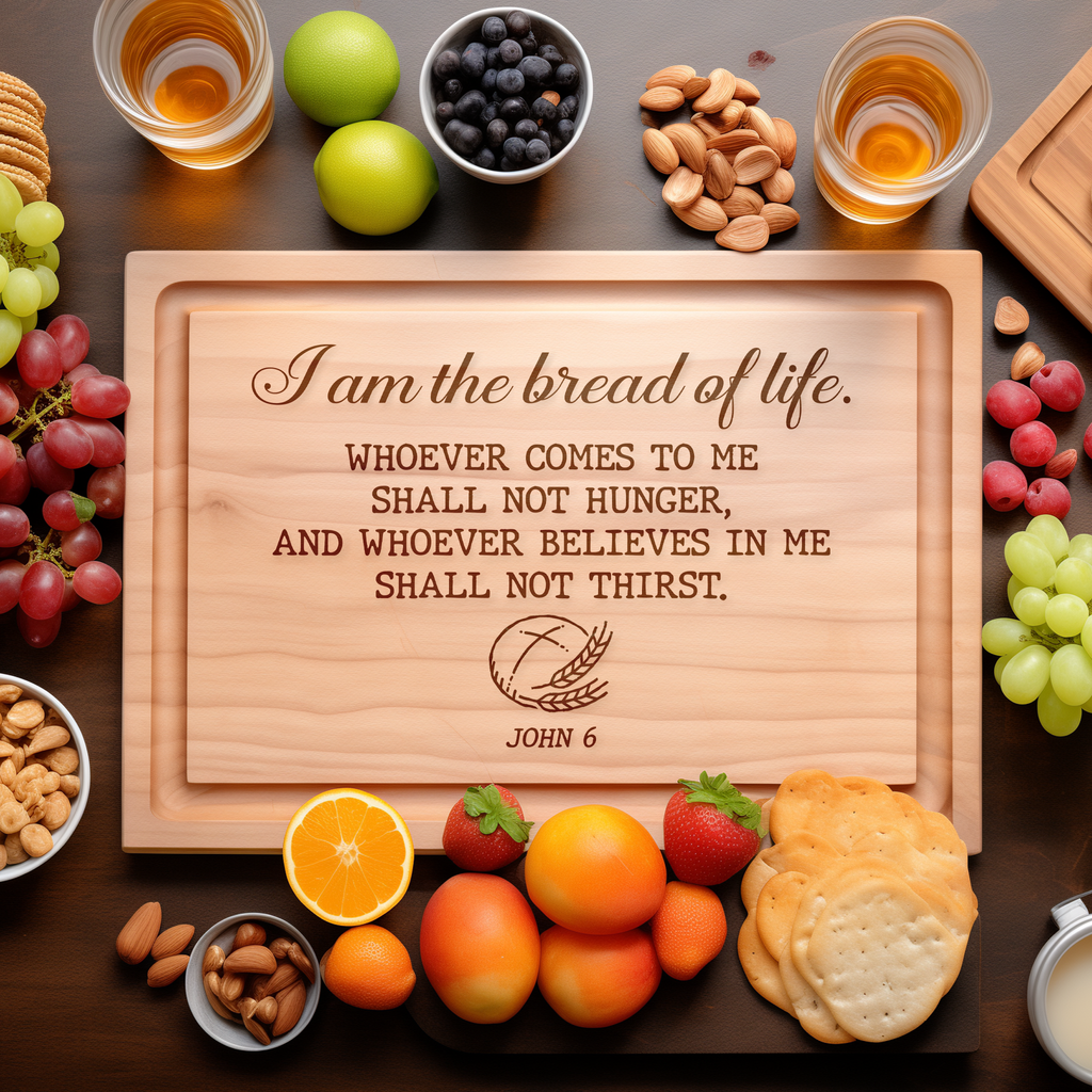 Bread of Life Engraved Cutting Board – Faith Kitchen Gift: Maple / Rectangle 12x9