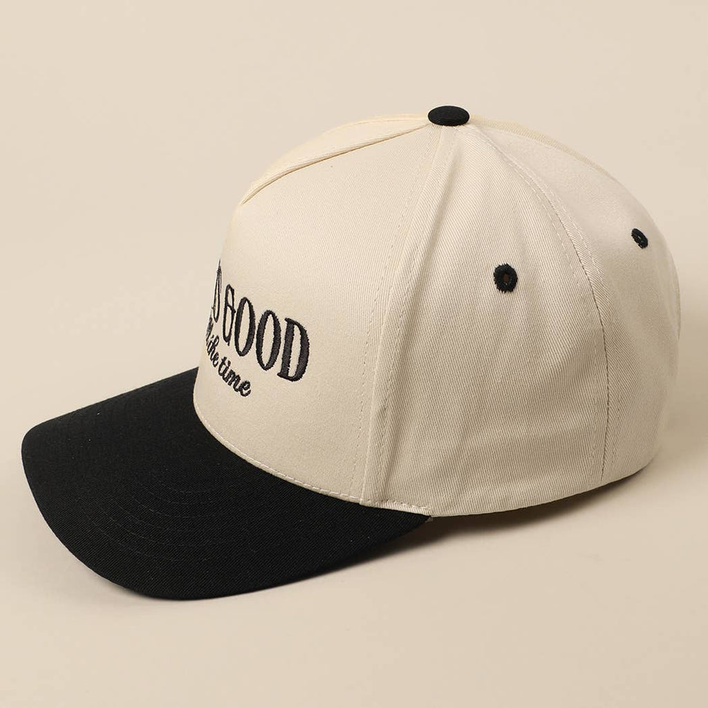God Is Good All The Time Embroidery Trucker Hat: MINT / ONE SIZE