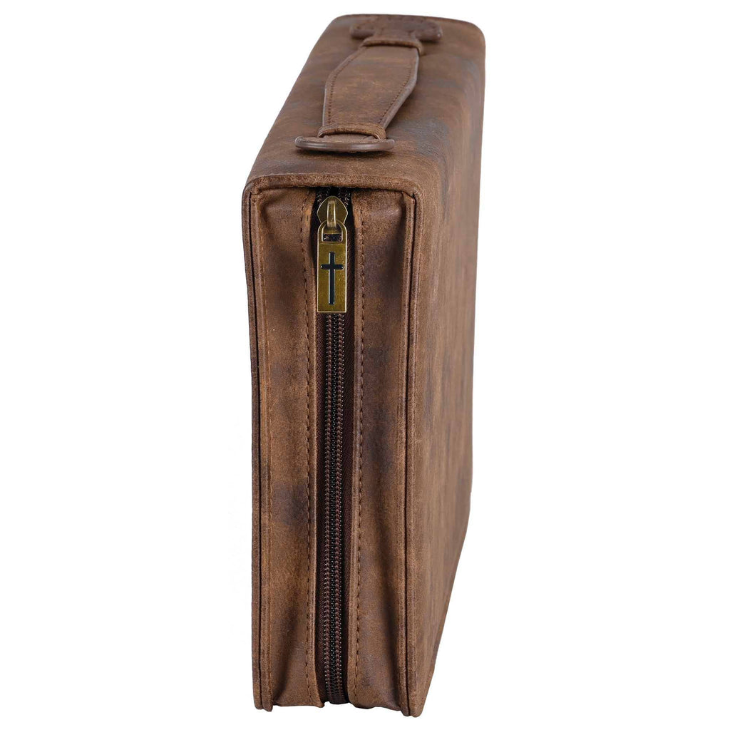 White Dove Bible Case Cross Suede-Look Brown XLarge