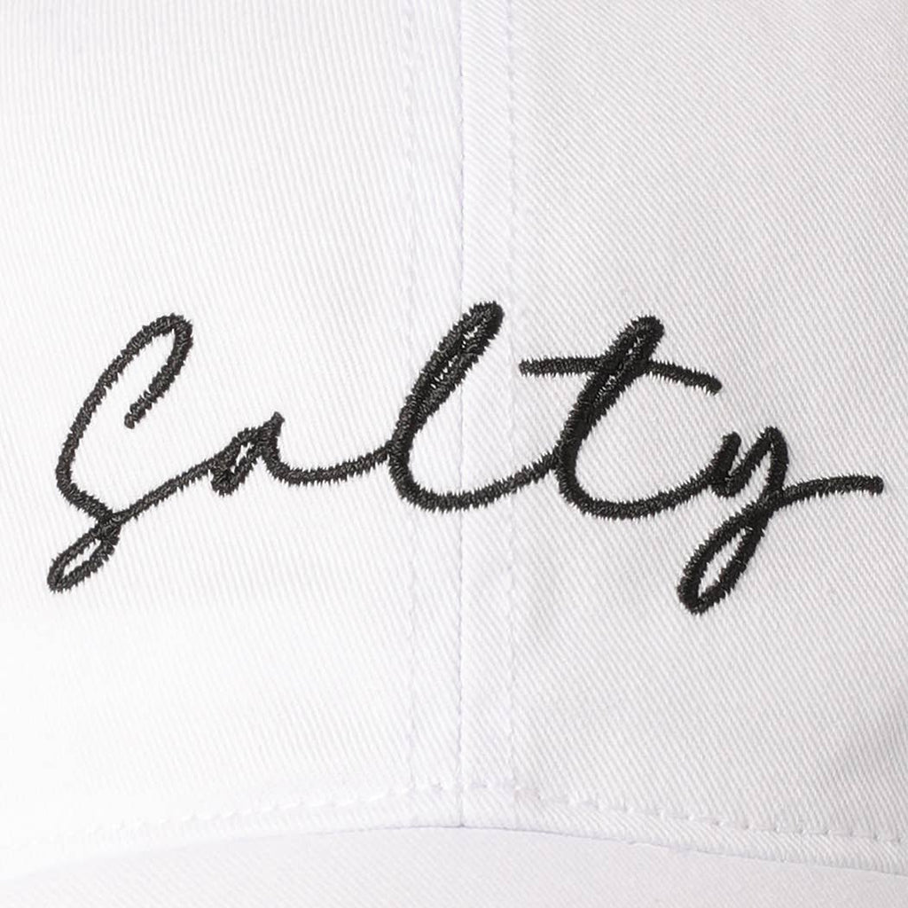 Salty Lettering Embroidery Baseball Cap: VINTAGE BLUE / One Size