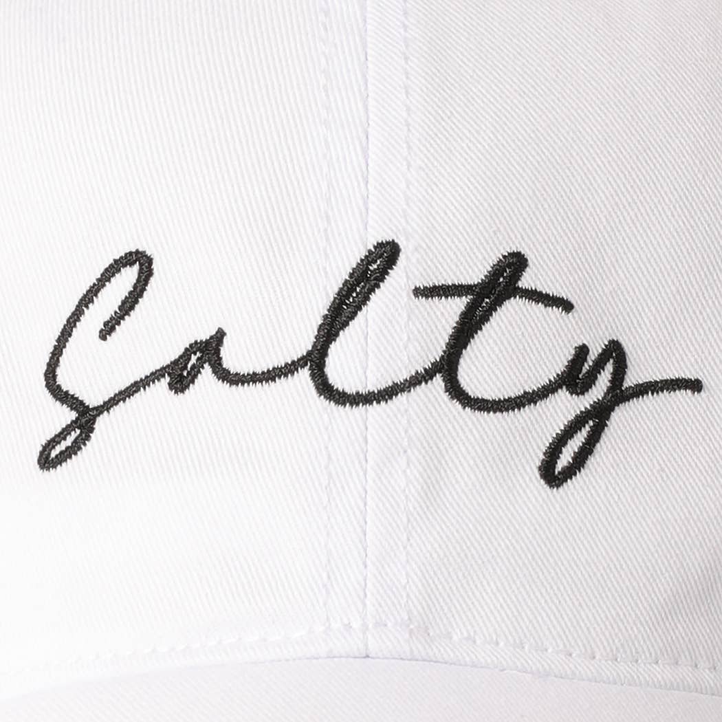 Salty Lettering Embroidery Baseball Cap: VINTAGE BLUE / One Size