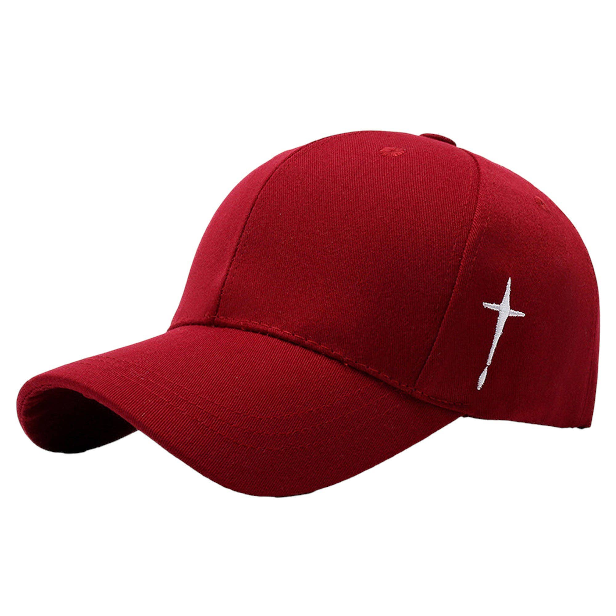 Unisex Baseball Cap with Cross Embroidery: Beige / One Size Fits Most