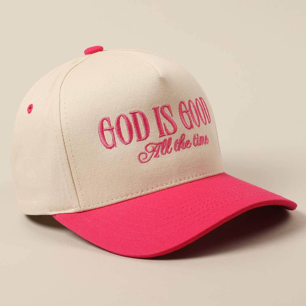 God Is Good All The Time Embroidery Trucker Hat: DENIM / ONE SIZE