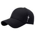 Unisex Baseball Cap with Cross Embroidery: Black / One Size Fits Most